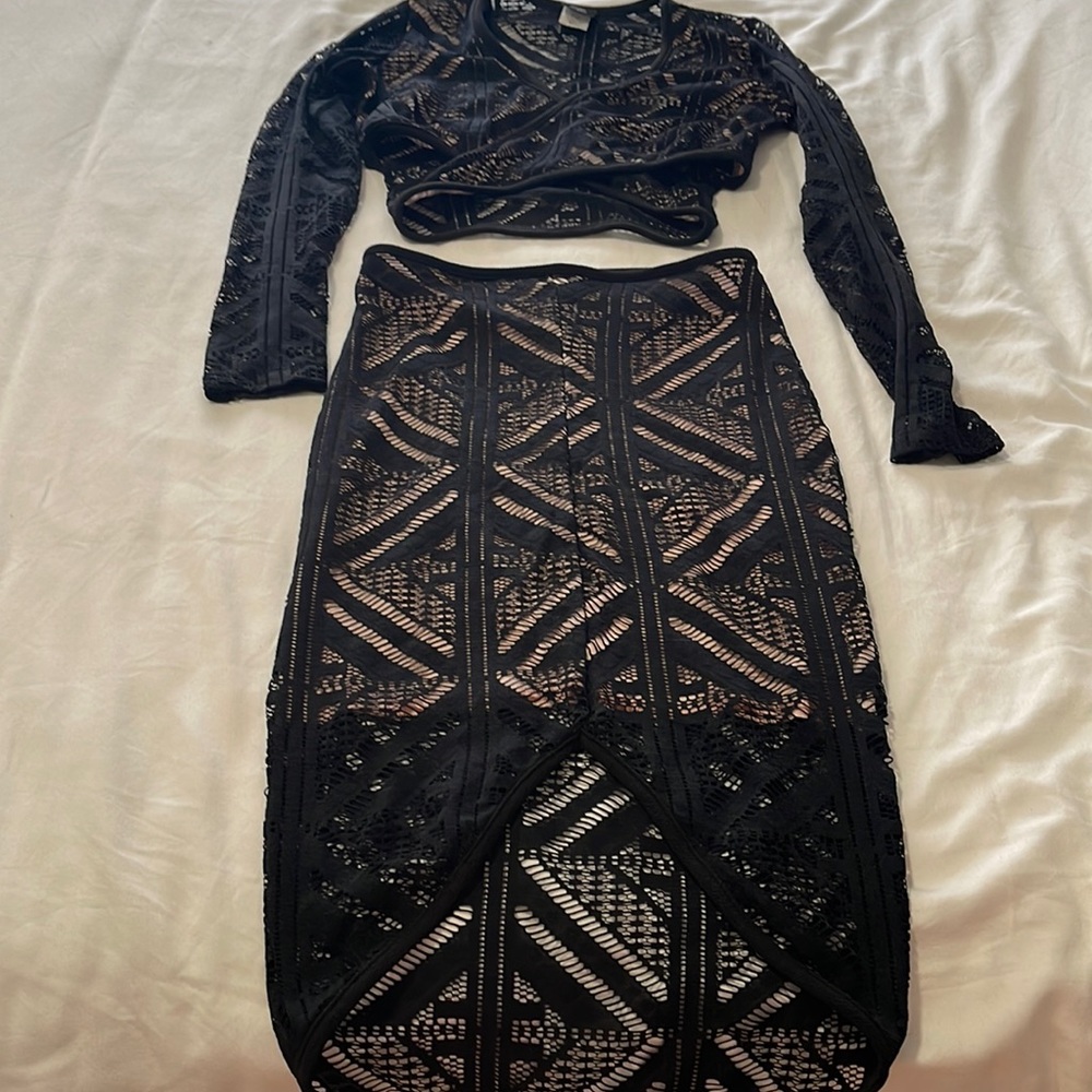 New 2 piece see through with beige material underneath set
